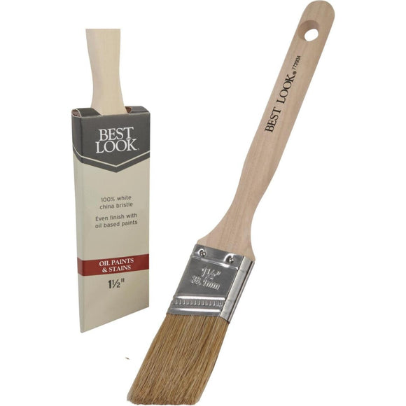Best Look 1.5 In. Angle White Natural China Bristle Paint Brush