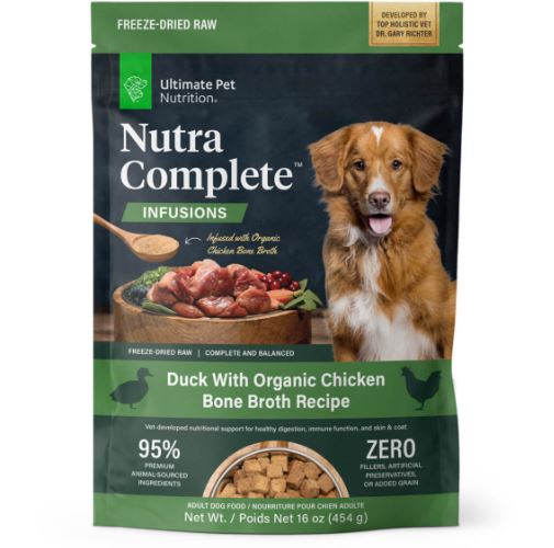 Ultimate Pet Nutrition Nutra Complete™ Infusions Duck With Organic Chicken Bone Broth Recipe Freeze-Dried Raw Adult Dog Food (16 oz)