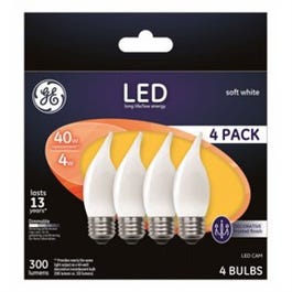 Decorative LED Light Bulbs, Frosted, Candelabra, 3.5-Watts, 300 Lumens, 4-Pk.