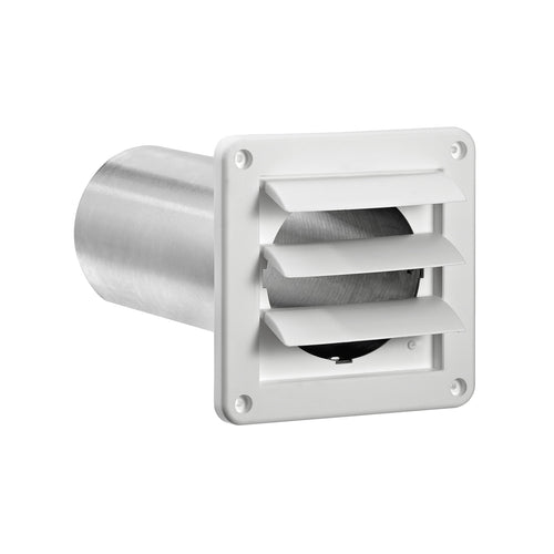 Lambro Industries 4 inch White Plastic Exhaust Wall Louvered Vent