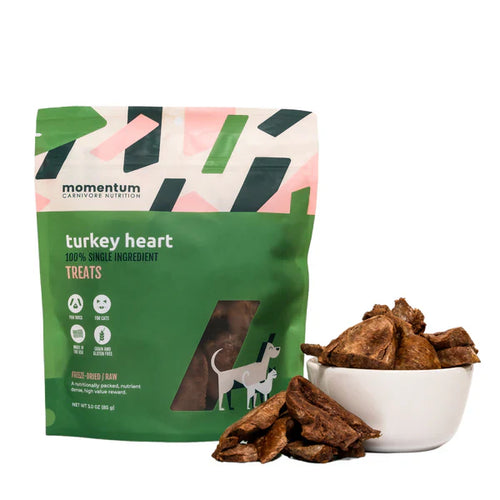 Momentum Carnivore Nutrition Freeze-Dried Turkey Heart Treats for Dogs & Cats