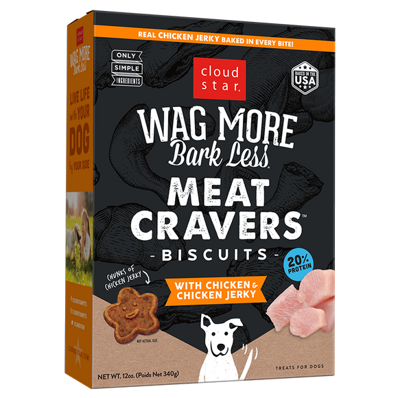 Cloud Star Wag More Bark Less Meat Cravers Biscuits Chicken & Chicken Jerky for Dogs (12 oz)