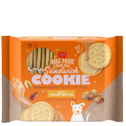 Cloud Star Wag More Bark Less Human Grade Peanut Butter Sandwich Cookie Dog Treats