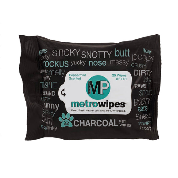 Metro Paws Wipes Charcoal Peppermint (100 count - Hypo Allergenic)