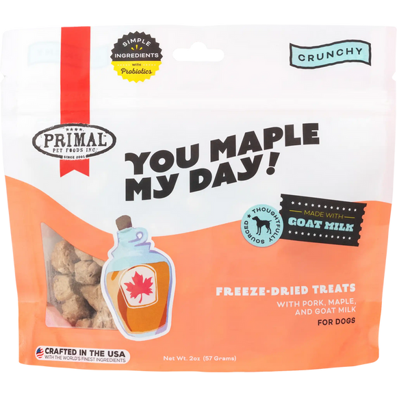 Primal You Maple My Day Pork, Maple, and Goat Milk Freeze Dried Dog Treats