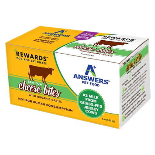 Answers RewardsTM Raw Cow Cheese Bites – Organic Garlic (36 Bites)