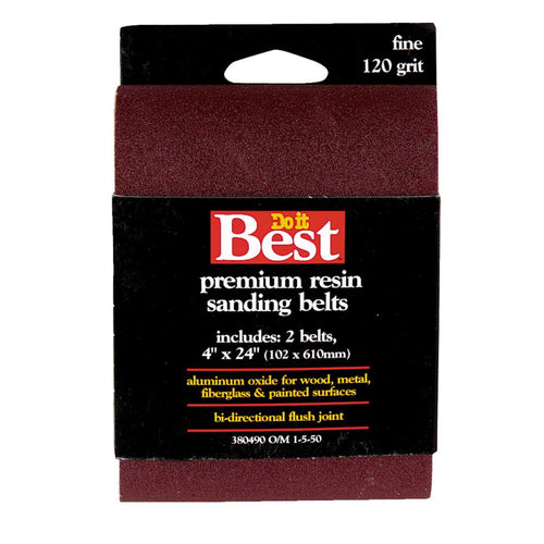 Do it Best 4 In. x 24 In. 120 Grit Heavy-Duty Sanding Belt (2-Pack)