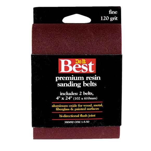 Do it Best 4 In. x 24 In. 120 Grit Heavy-Duty Sanding Belt (2-Pack)
