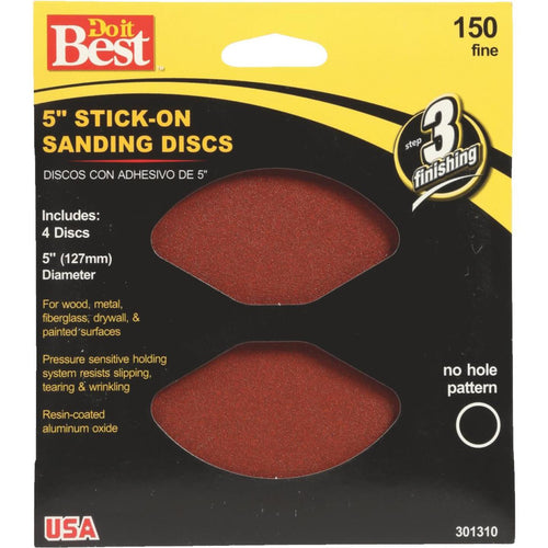 Do it Best 5 In. 150 Grit Stick-On Sanding Disc (4-Pack)