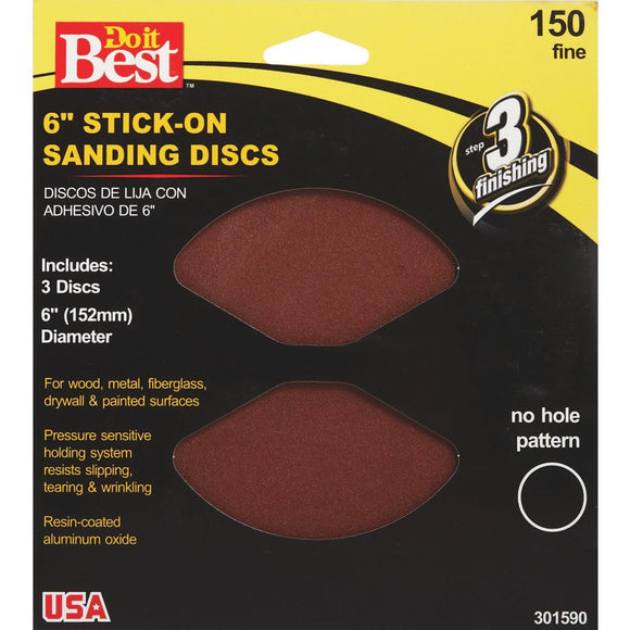 Do it Best 6 In. 150 Grit Stick-On Sanding Disc (3-Pack)