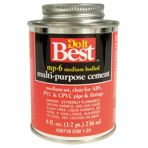 Do it Best 8 Oz. Medium Bodied Clear Multi Purpose Solvent Cement