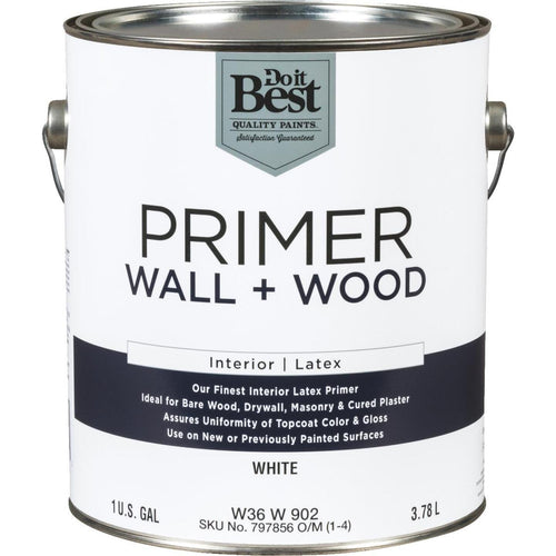 Do it Best Interior Latex Wall and Wood Primer, White, 1 Gal.
