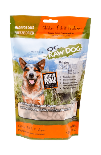 OC Raw Dog Freeze Dried Chicken, Fish & Produce Meaty Rox