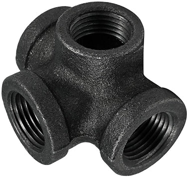 IN BLACK SIDE OUTLET TEE 4-WAY FITTING