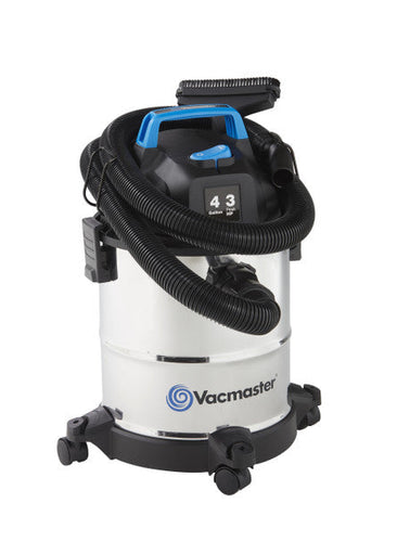 Vacmaster 4-Gallon 3 Peak Hp† Stainless Steel Wet / Dry Vacuum