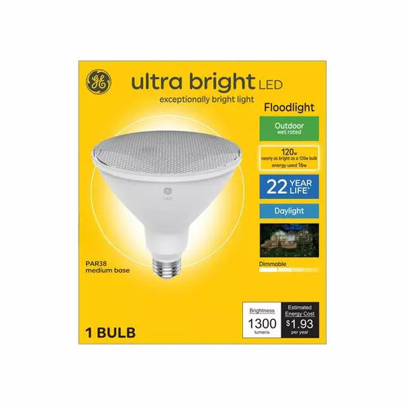 GE Ultra Bright LED 120 Watt Replacement, Daylight, PAR38 Outdoor Floodlight Bulb