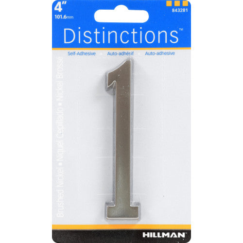 Hillman Distinctions Adhesive House Number 1 Nickel