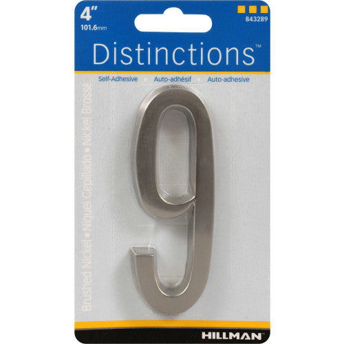 Hillman Distinctions Adhesive House Number 9 Nickel
