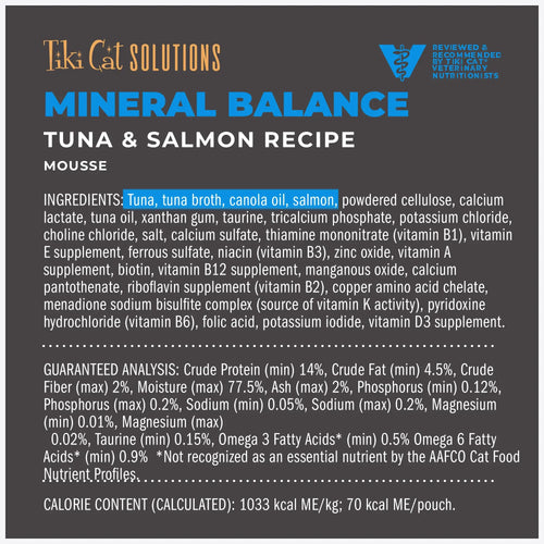 Tiki Cat® Solutions™ Mineral Balance Mousse Tuna & Salmon Recipe Wet Cat Food