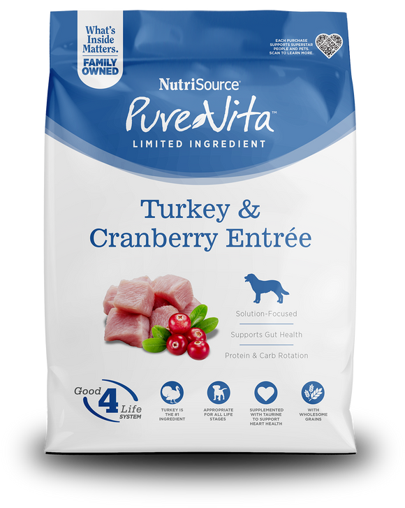 NutriSource® Pure Vita™ Turkey & Cranberry Entrée Limited Ingredient Dog Food