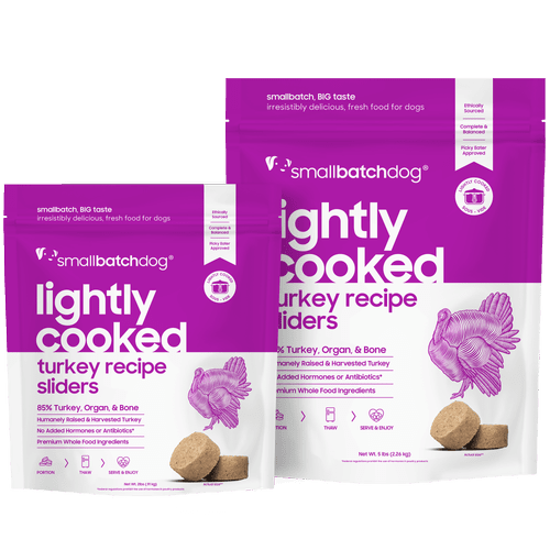 Smallbatch Lightly Cooked for Dogs Turkey Recipe Sliders