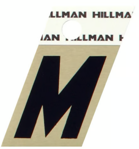 Hillman Adhesive Angle-Cut Letter M Black and Gold (1-1/2)