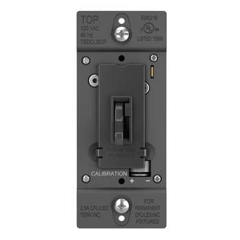 Legrand-Pass & Seymour TradeMaster® LED/CFL/Incandescent Single Pole/3-Way Toggle Slide Dimmer, Preset, Black