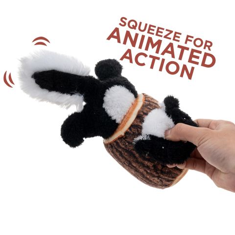 Territory Skunk in Log Moving Plush Dog Toy