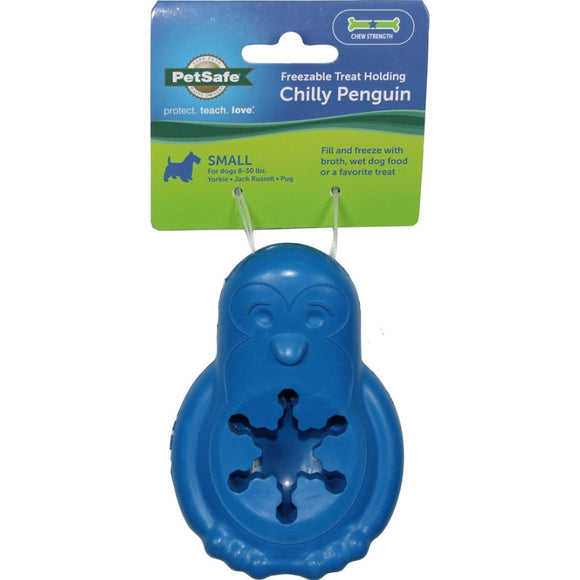 BUSY BUDDY PENGUIN TREAT HOLDING DOG TOY (MED/LARGE, BLUE)