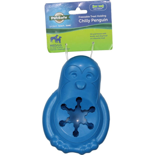 BUSY BUDDY PENGUIN TREAT HOLDING DOG TOY (MED/LARGE, BLUE)