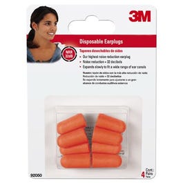 Disposable Earplugs, NRR 32DB, 4-Pr.