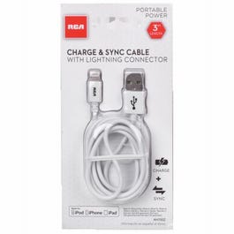 Lightning Power & Sync Cable, White, 3-Ft.