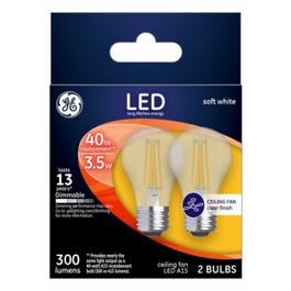 Ceiling Fan LED Light Bulbs, Soft White, Clear, Dimmable, 300 Lumens, 3.5-Watts, 2-Pk.
