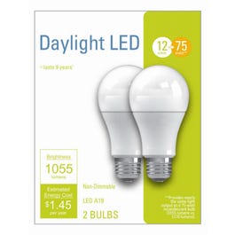 LED Light Bulbs, A21, Daylight, 1055 Lumens, 12-Watts, 2-Pk.