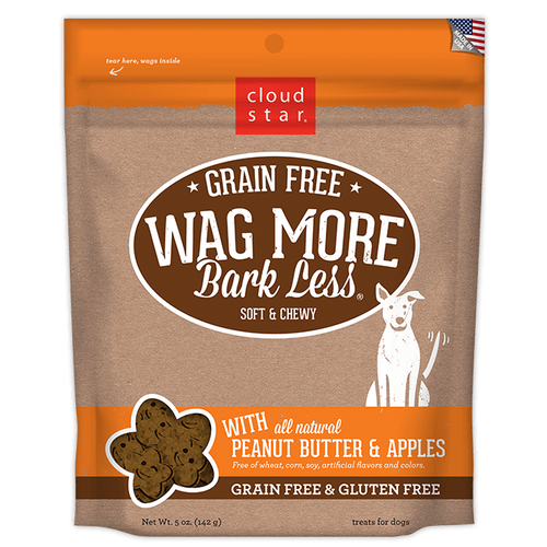 Cloud Star Wag More Bark Less Soft and Chewy Grain Free Peanut Butter and Apples Dog Treats