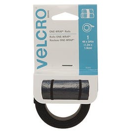 ONE-WRAP Fastening Roll, Black, 4-Ft. x 3/4-In.