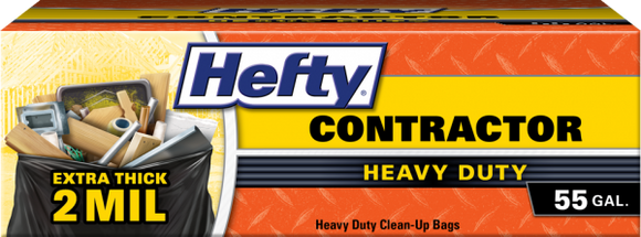 Hefty Gray Clean Up Contractor Bag, 55 gal