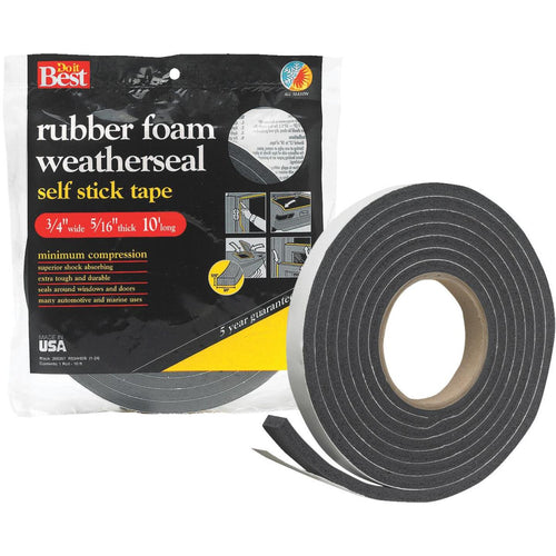 Do it Best 3/4 W x 5/16 T x 10' L Black Foam Weatherstrip Tape