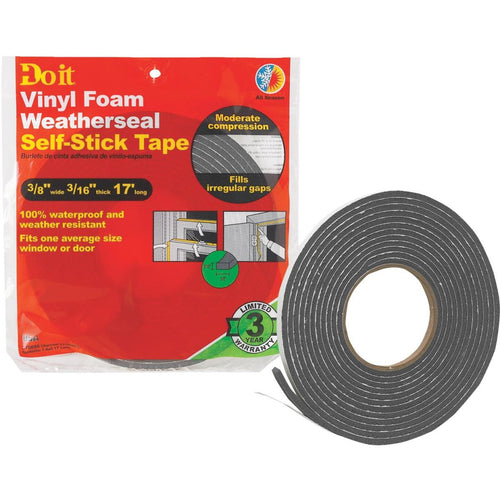 Do it Best 3/8 W x 3/16 T x 17' L Charcoal Foam Weatherstrip Tape