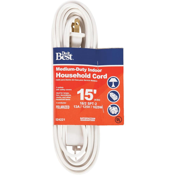 Do it Best 15 Ft. 16/2 White Cube Tap Extension Cord