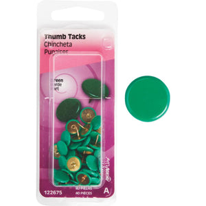 Hillman Anchor Wire Green 23/64 In. x 15/64 In. Thumb Tack (40 Ct.)