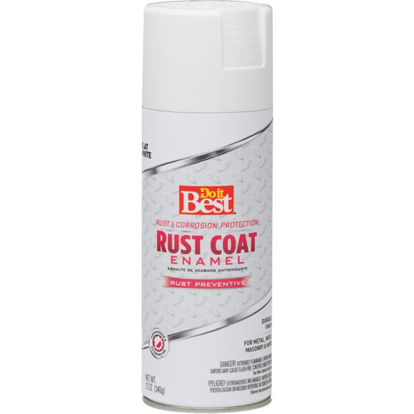 Do it Best Rust Coat Satin White Flat 12 Oz. Anti-Rust Spray Paint